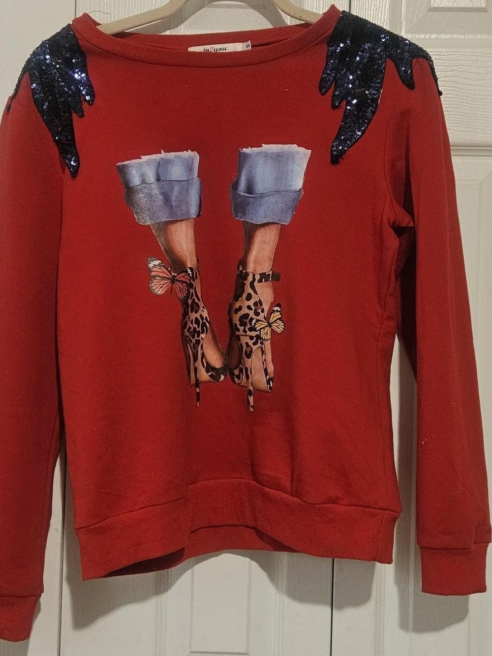 Red Graphic Sequin-Accent Sweatshirt
